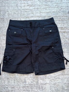 White House Black Market Black Midrise Shorts with Lace Accent